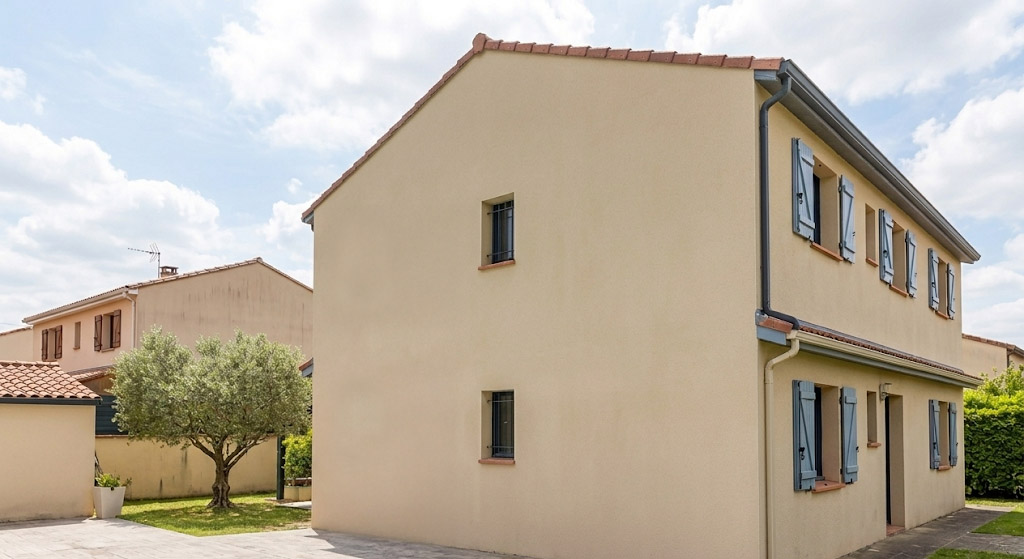 Façade après ravalement et peinture par l'Atelier du 31 à Roques